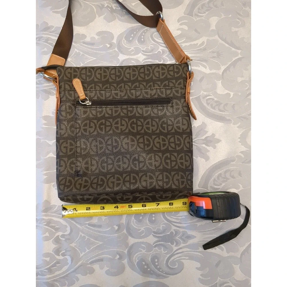 Giani Bernini Crossbody Bag Brown Faux Leather Block Logo Shoulder‎ Purse